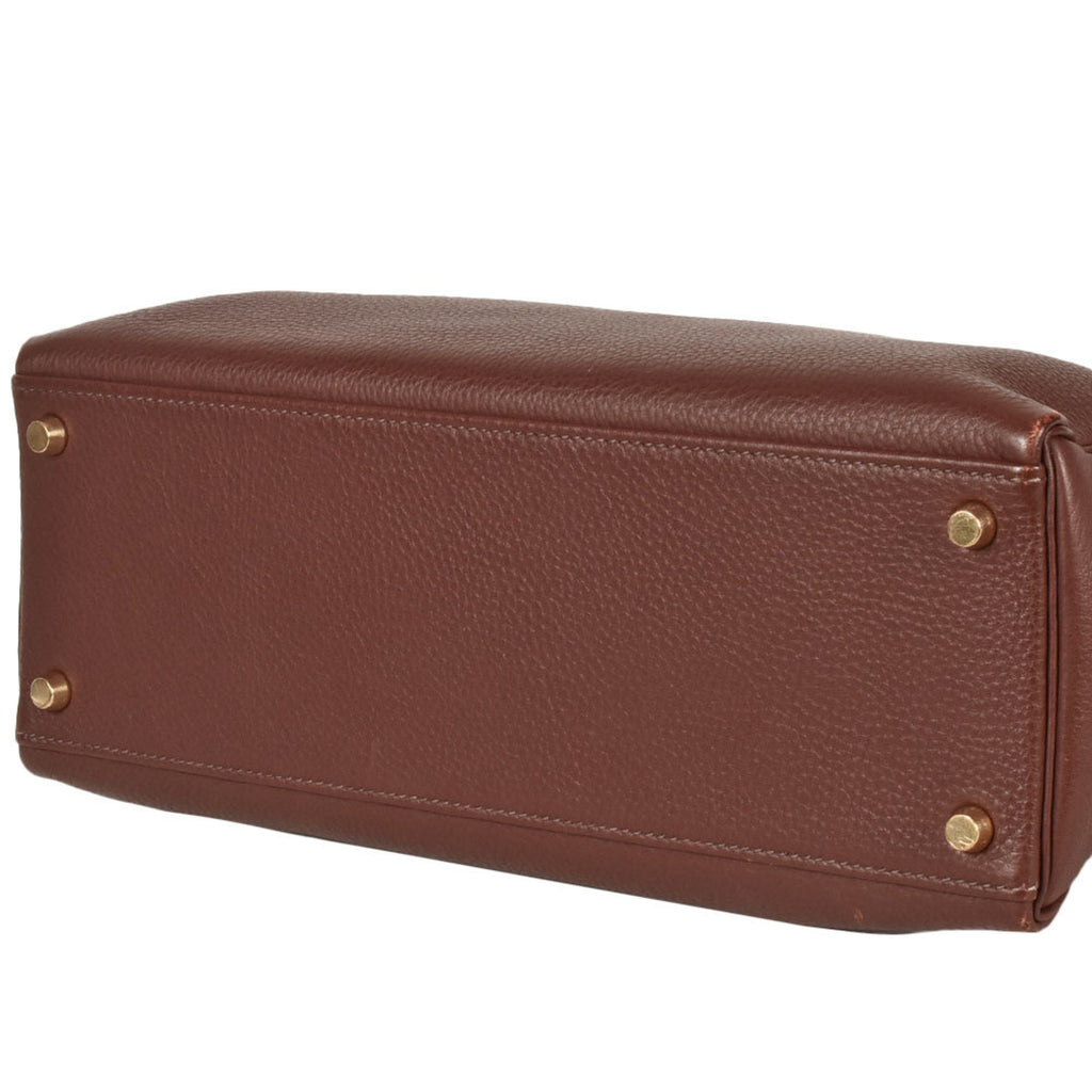 Kelly Handbag Brown Clemence with Gold Hardware 32