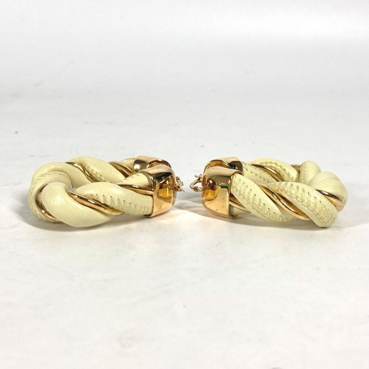 Earrings Hoop Leather and Sterling Silver