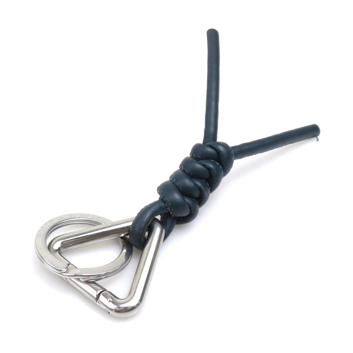 Keyring Charm Leather and Metal Navy Ring
