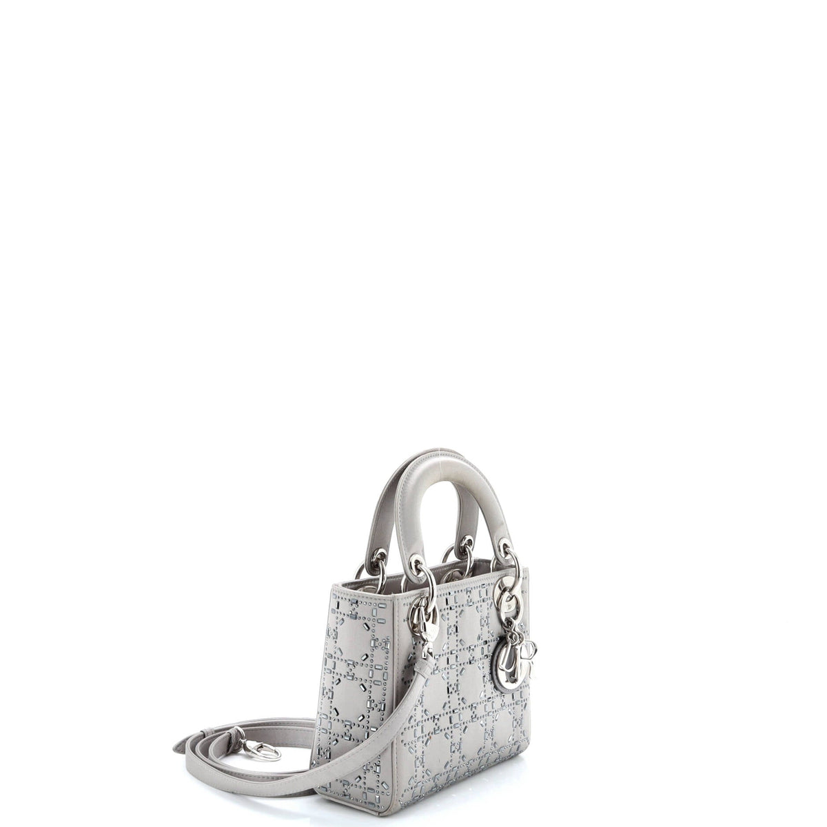 Lady Dior Bag Crystal Embellished Cannage Quilt Satin Mini
