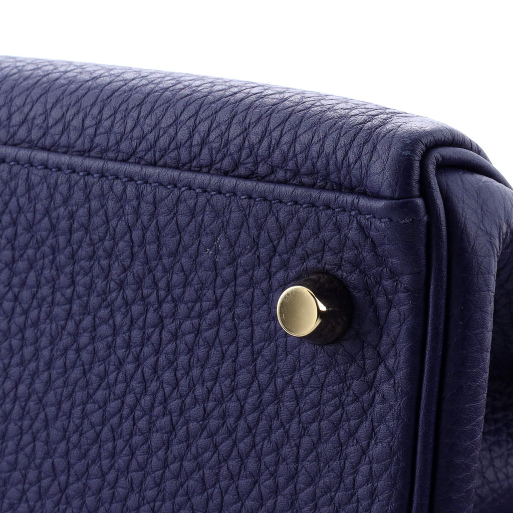 Kelly Handbag Bleu Encre Togo with Gold Hardware 28