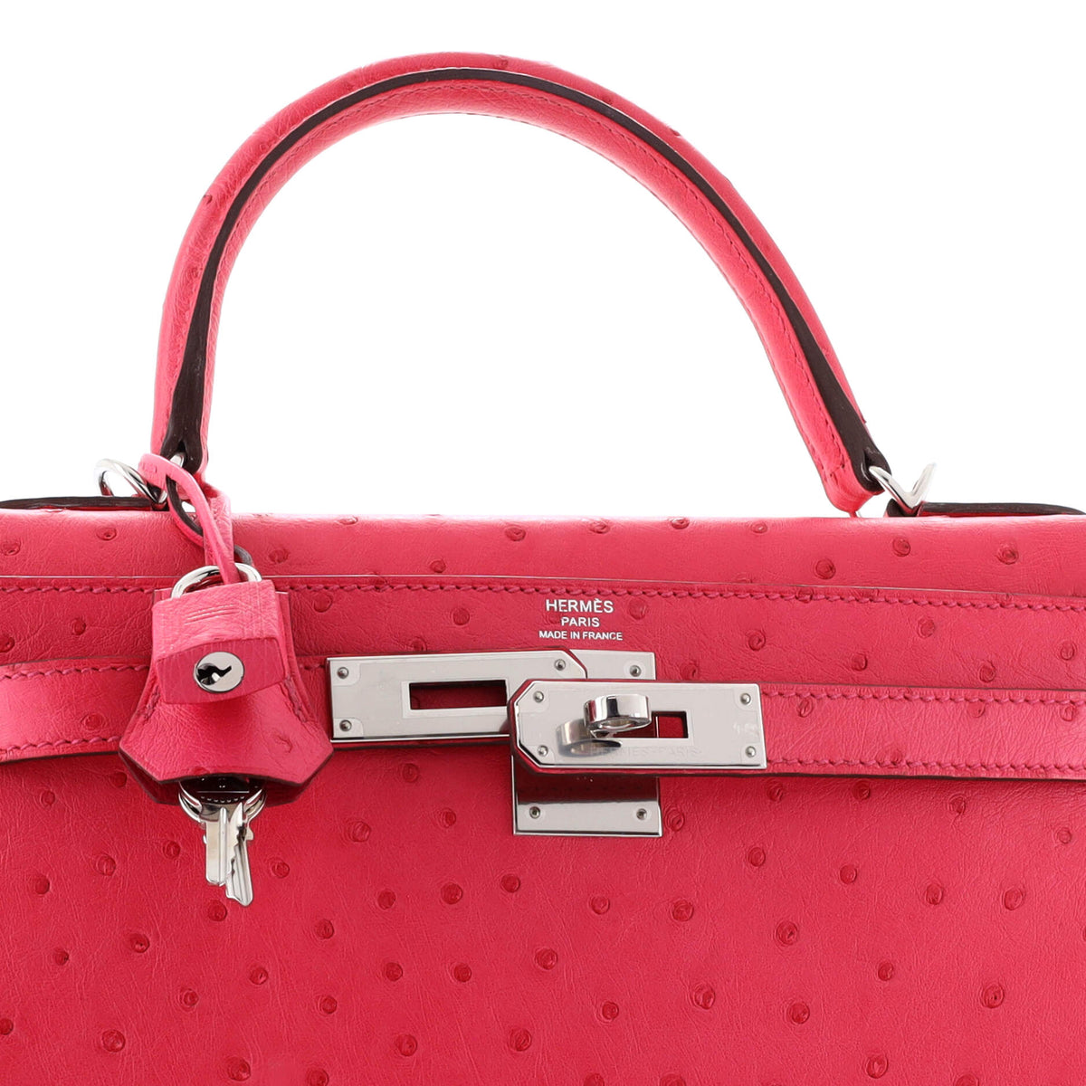Kelly Handbag Rose Tyrien Ostrich with Palladium Hardware 28