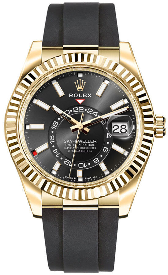Rolex Sky-Dweller 18k Yellow Gold Oysterflex Men's Watch 336238-0002