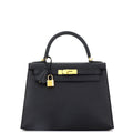 Kelly Handbag Noir Epsom with Gold Hardware 28