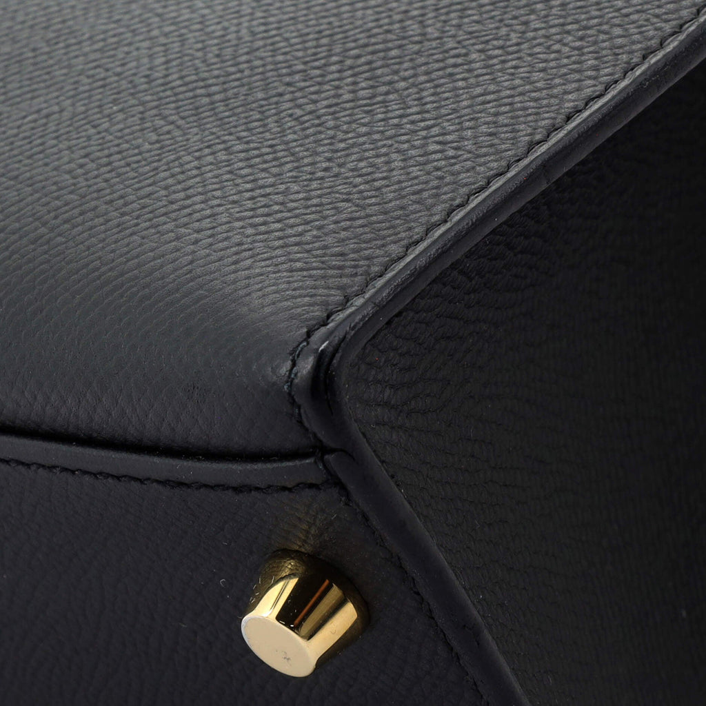 Kelly Handbag Noir Epsom with Gold Hardware 28