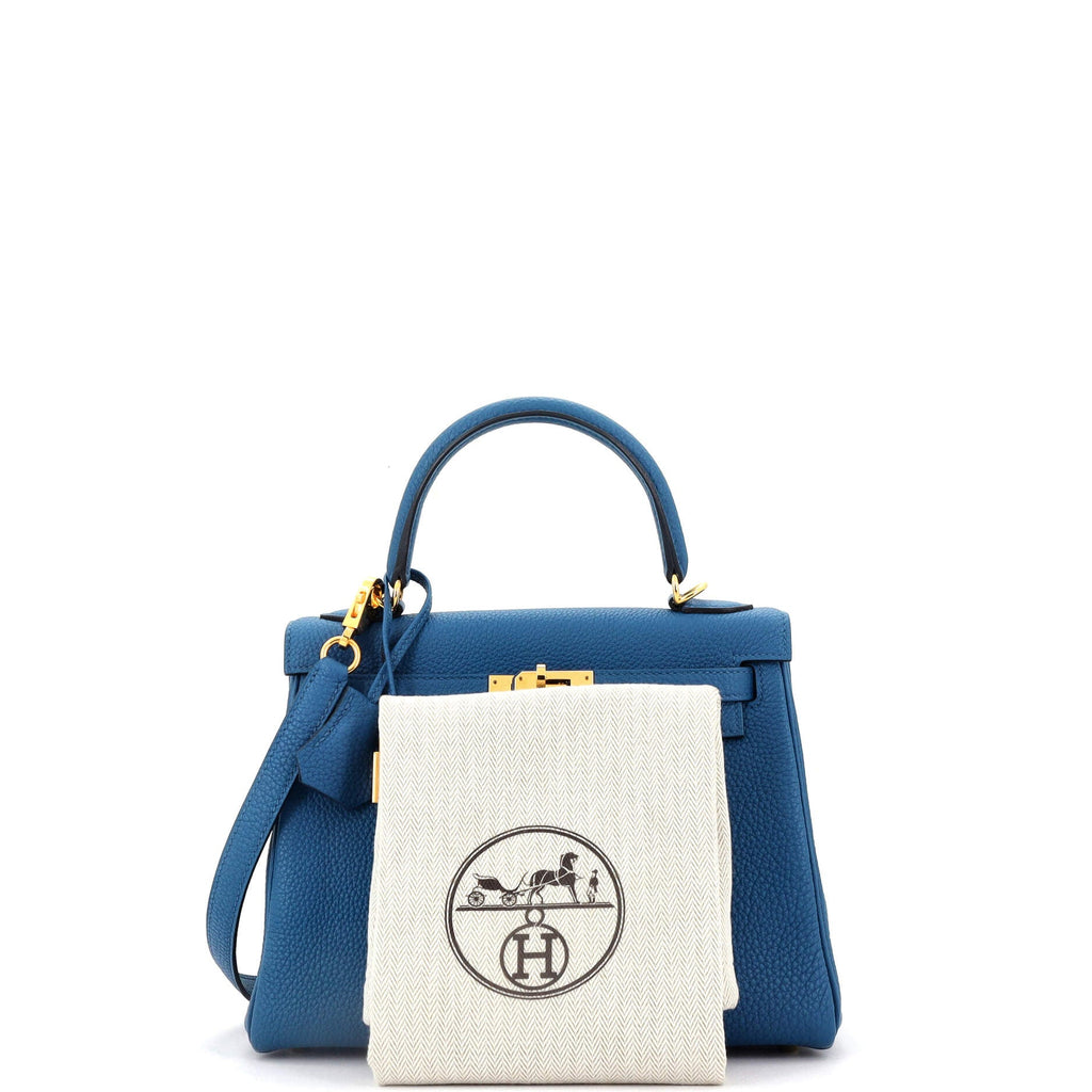 Kelly Handbag Bleu France Togo with Gold Hardware 25