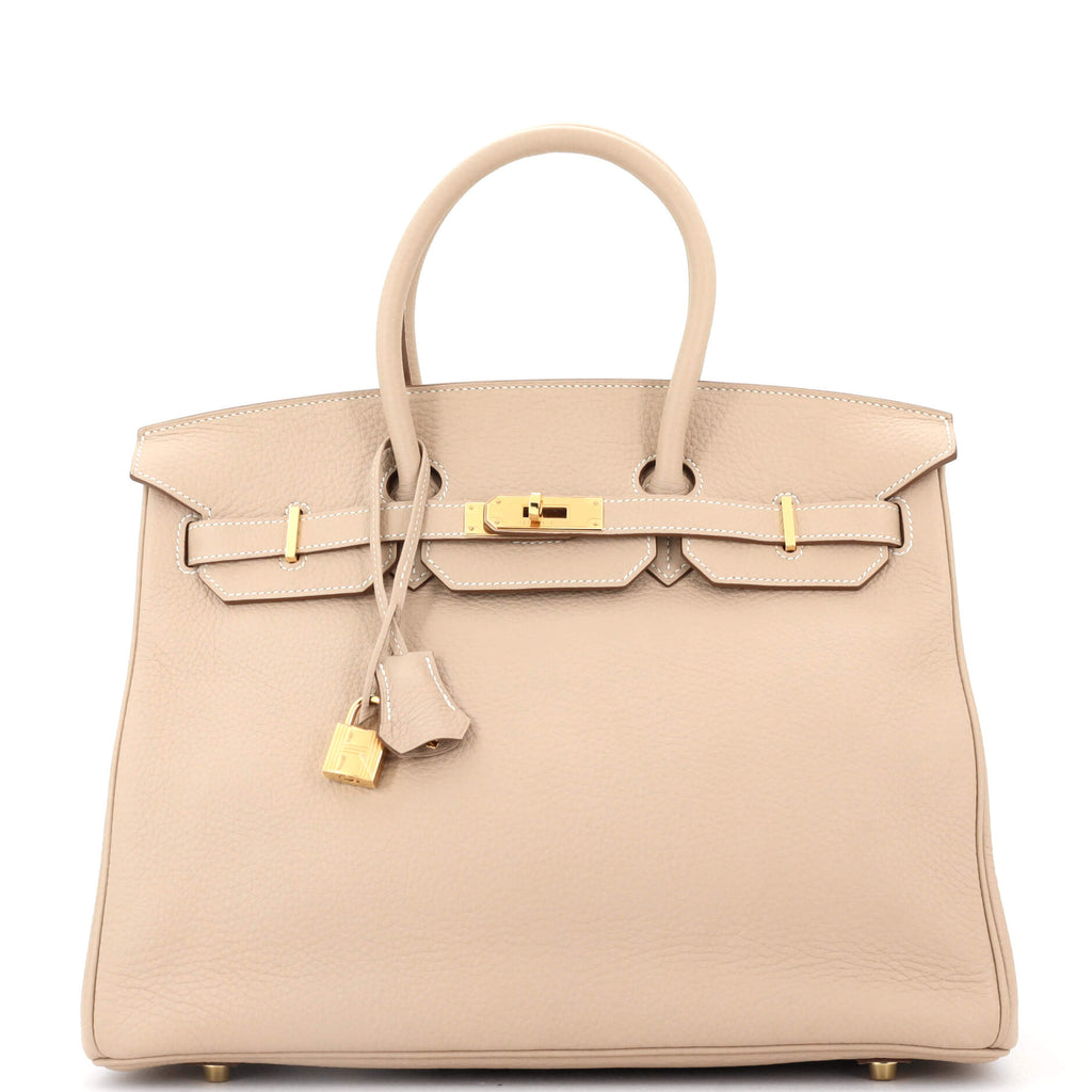 Birkin Handbag Light Clemence with Gold Hardware 35