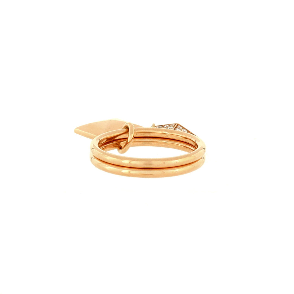 Clou d'H Two Charm Ring 18K Rose Gold and Diamonds