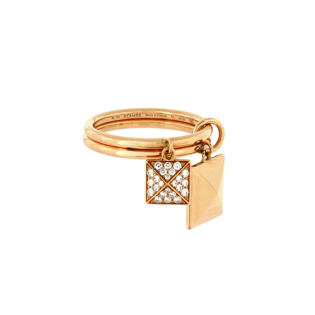 Clou d'H Two Charm Ring 18K Rose Gold and Diamonds