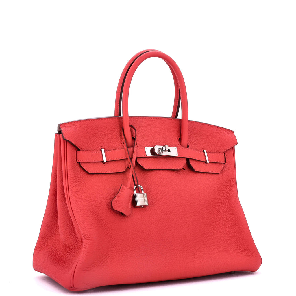 Birkin Handbag Rouge Tomate Clemence with Palladium Hardware 35