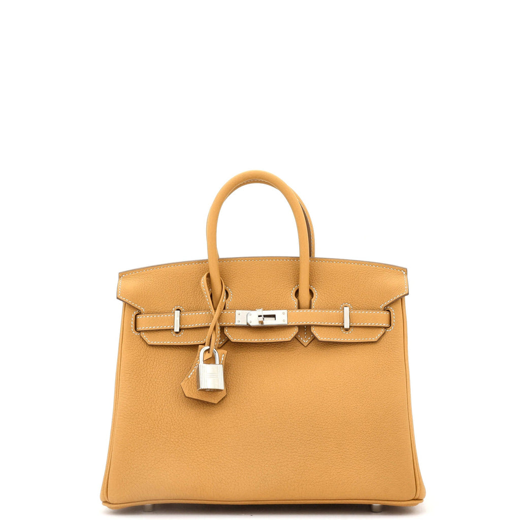 Birkin Handbag Natural Sable Clemence with Palladium Hardware 25