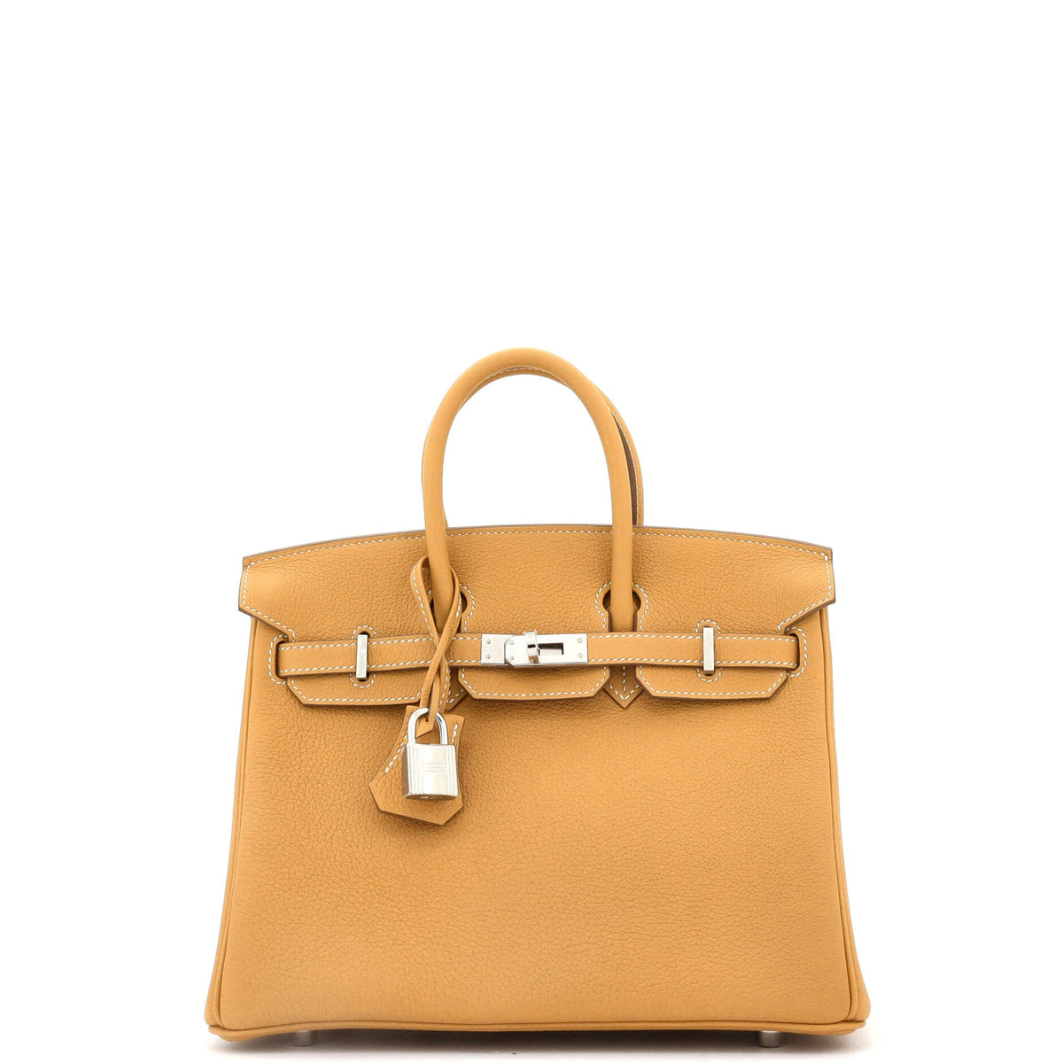 Birkin Handbag Natural Sable Clemence with Palladium Hardware 25