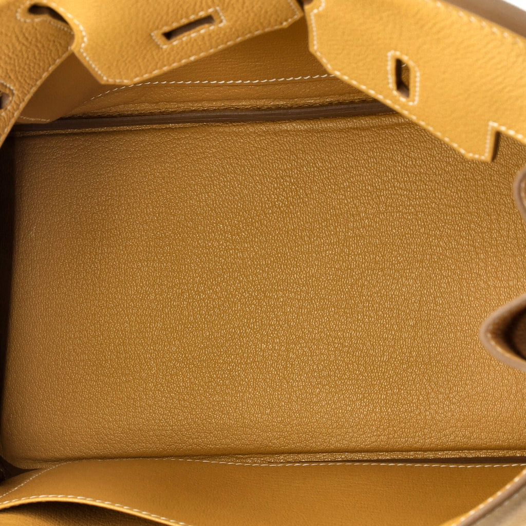 Birkin Handbag Natural Sable Clemence with Palladium Hardware 25