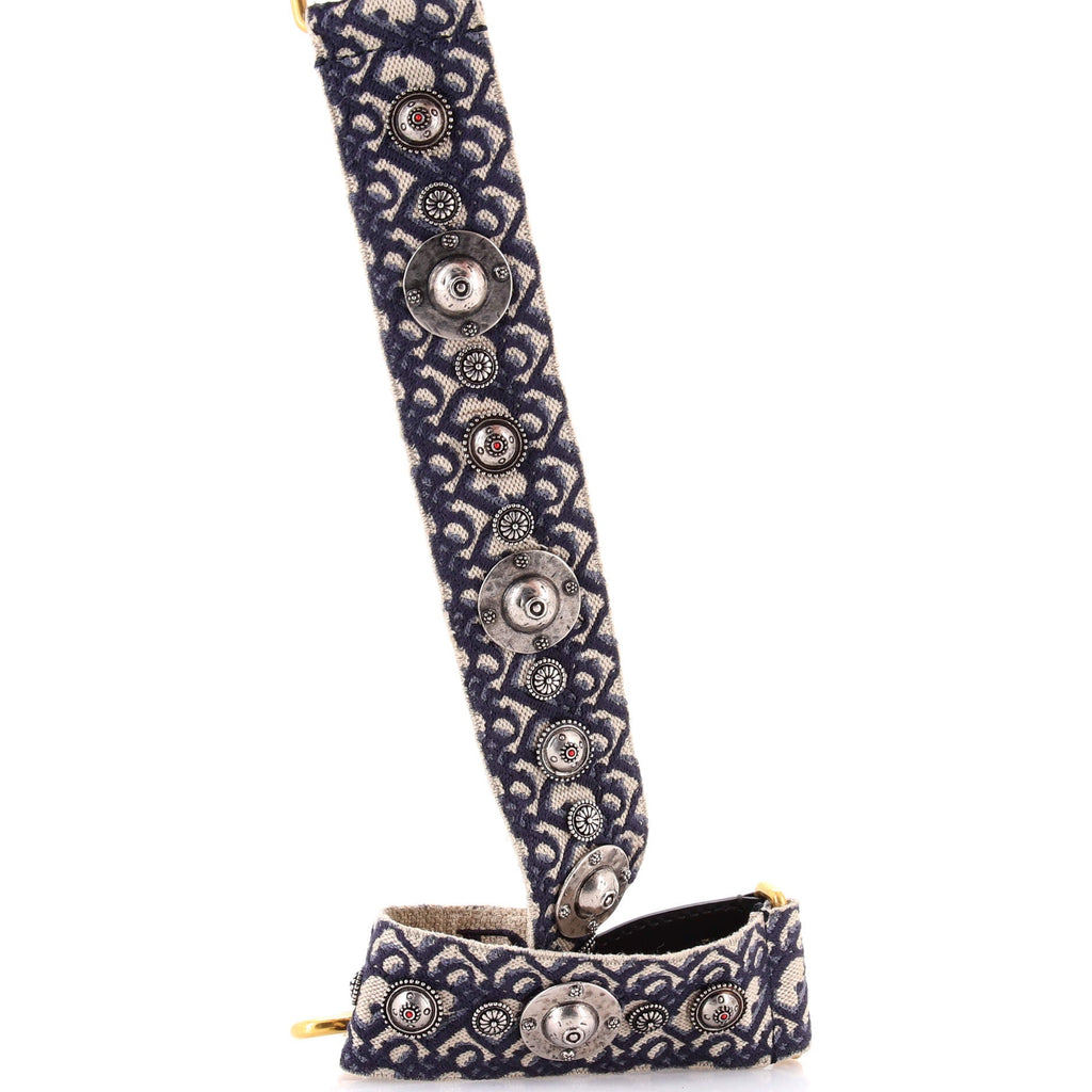 Shoulder Strap Embellished Oblique Canvas