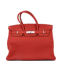 Birkin Handbag Vermillon Togo with Palladium Hardware 35