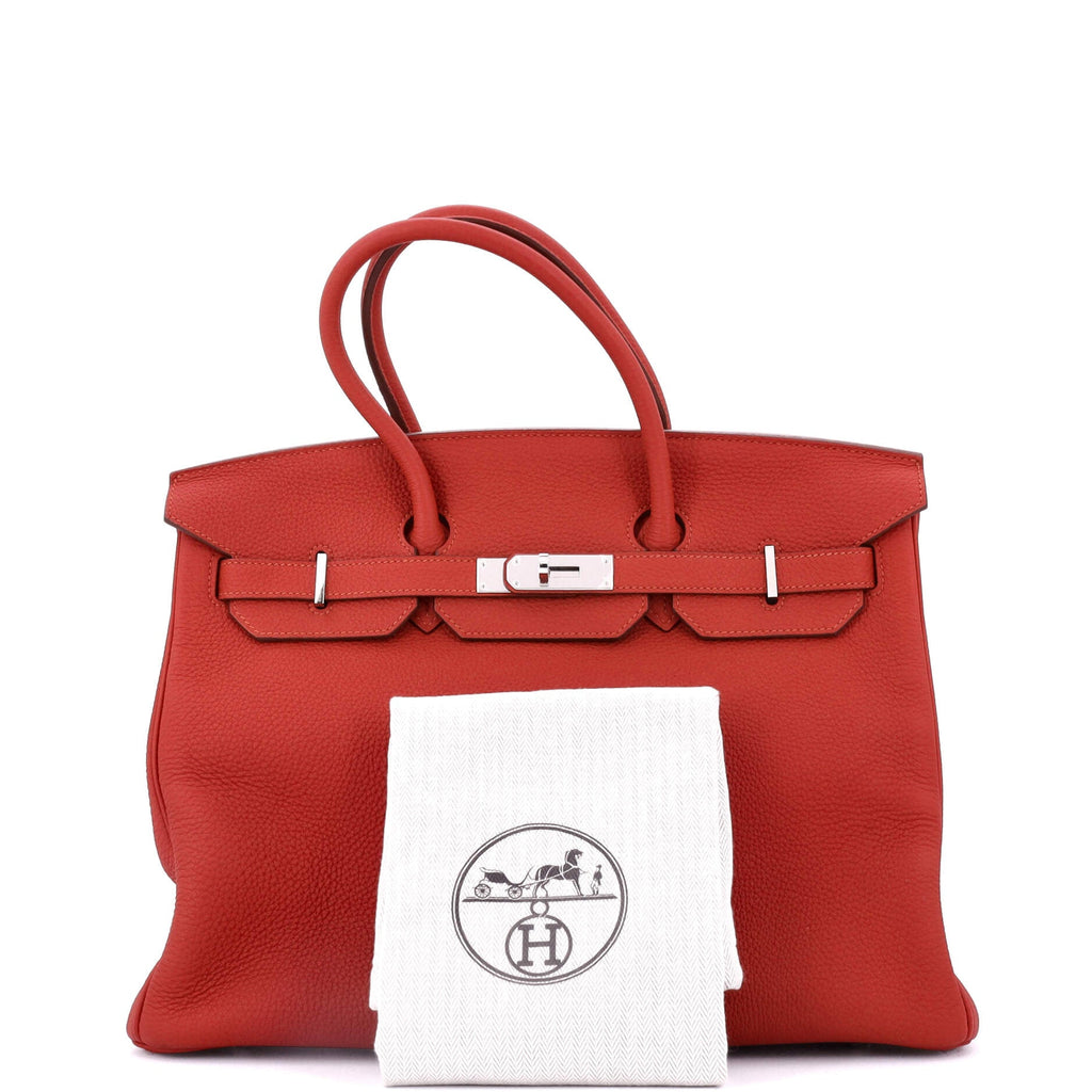 Birkin Handbag Vermillon Togo with Palladium Hardware 35