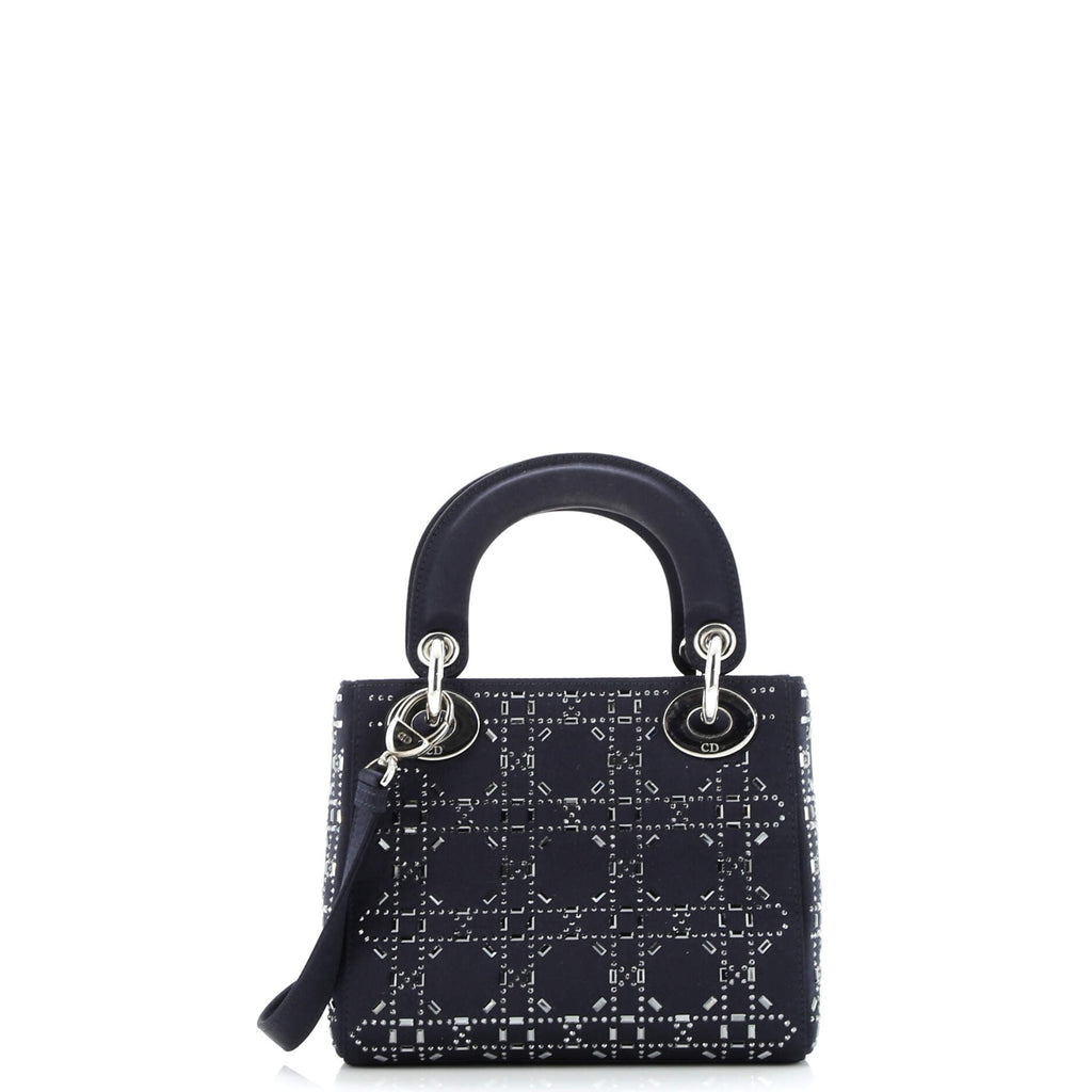 Lady Dior Bag Crystal Embellished Cannage Quilt Satin Mini