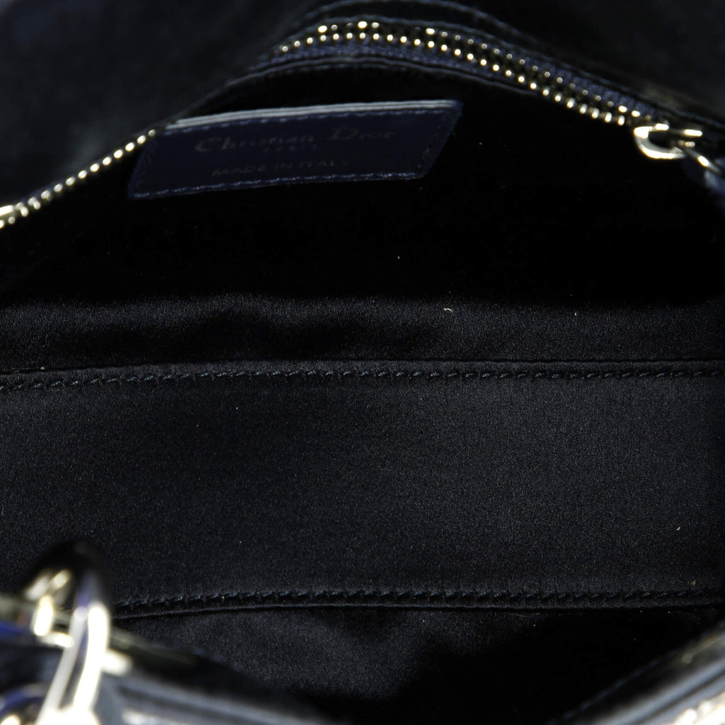 Lady Dior Bag Crystal Embellished Cannage Quilt Satin Mini