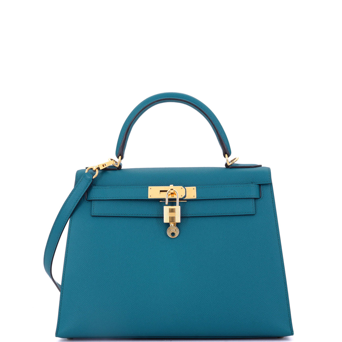 Kelly Handbag Bleu Izmir Epsom with Gold Hardware 28