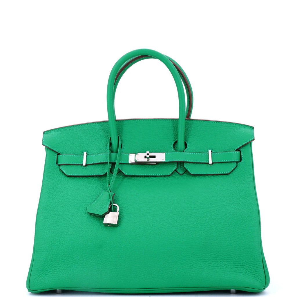 Birkin Handbag Menthe Clemence with Palladium Hardware 35