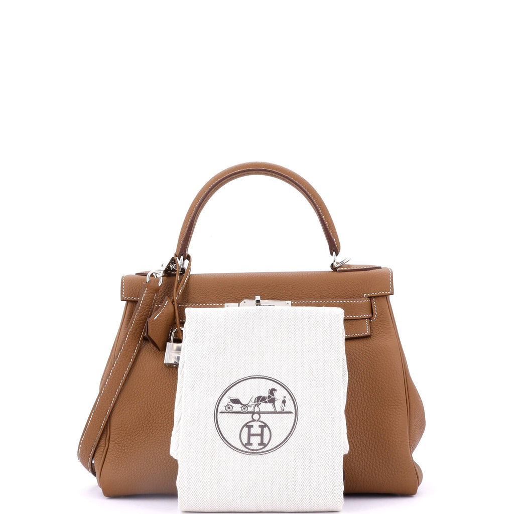 Kelly Handbag Gold Togo with Palladium Hardware 28