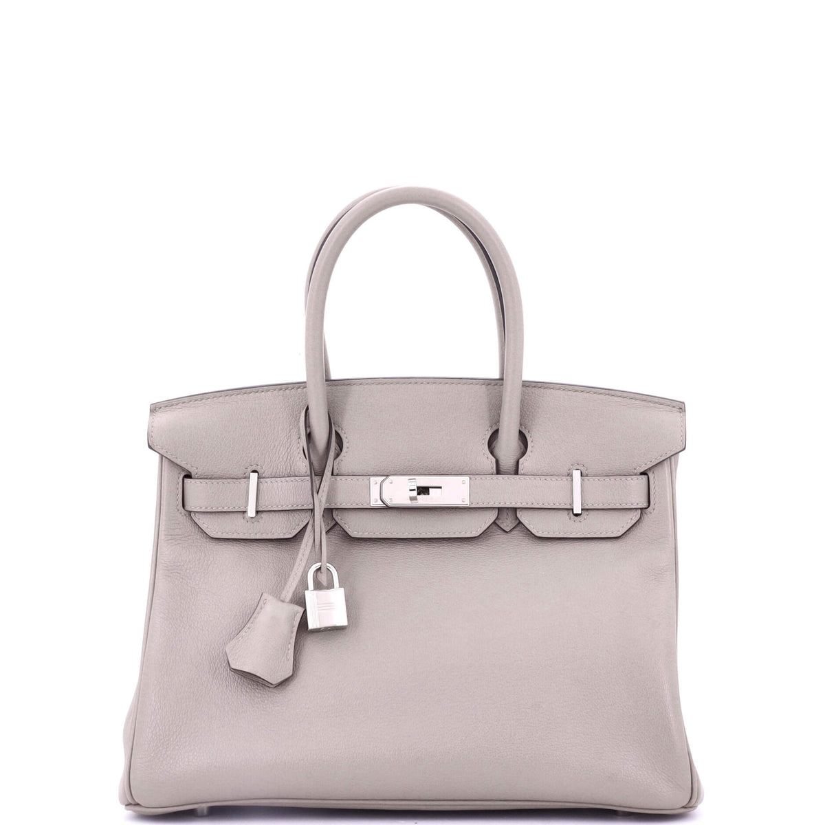 Birkin Handbag Grey Novillo with Palladium Hardware 30