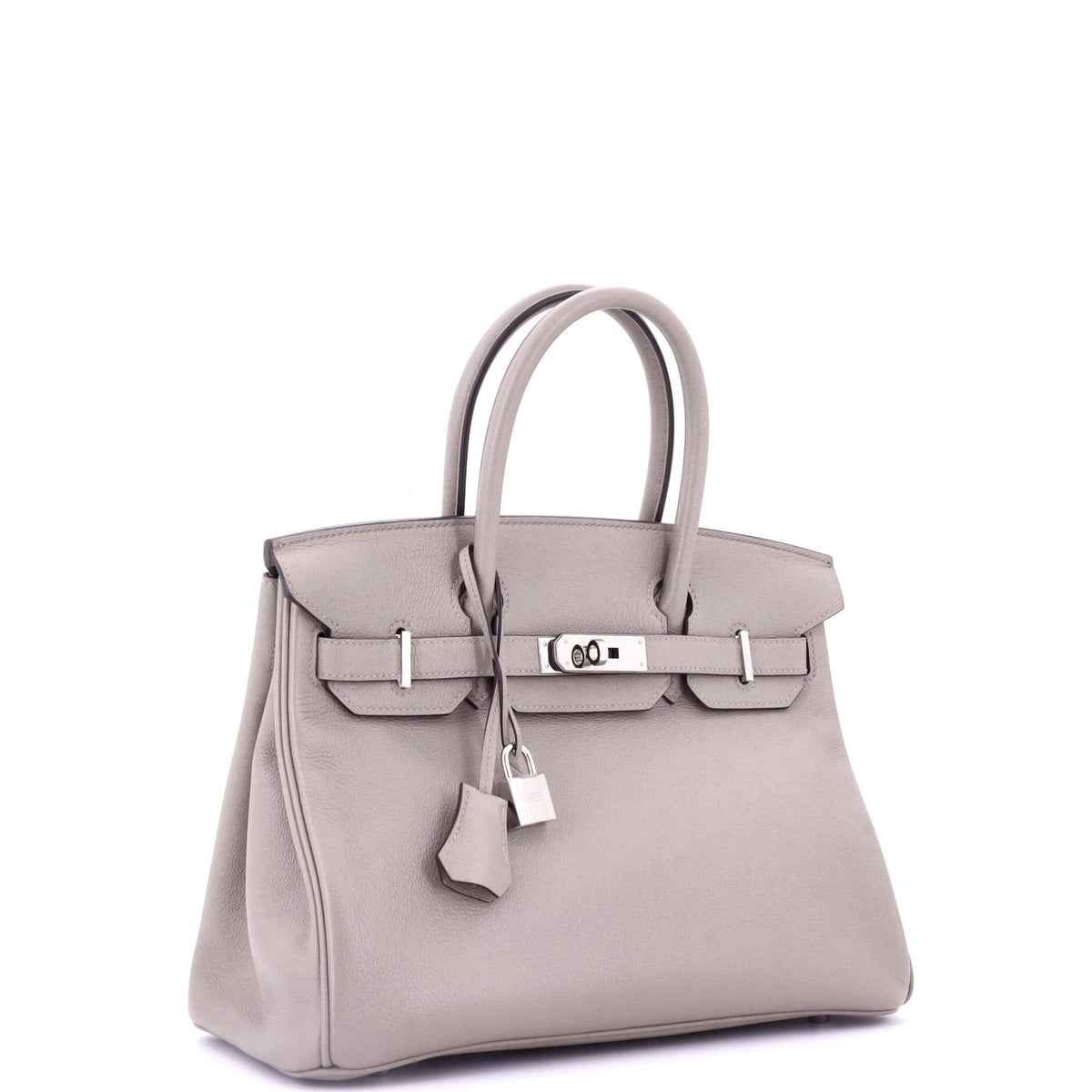 Birkin Handbag Grey Novillo with Palladium Hardware 30