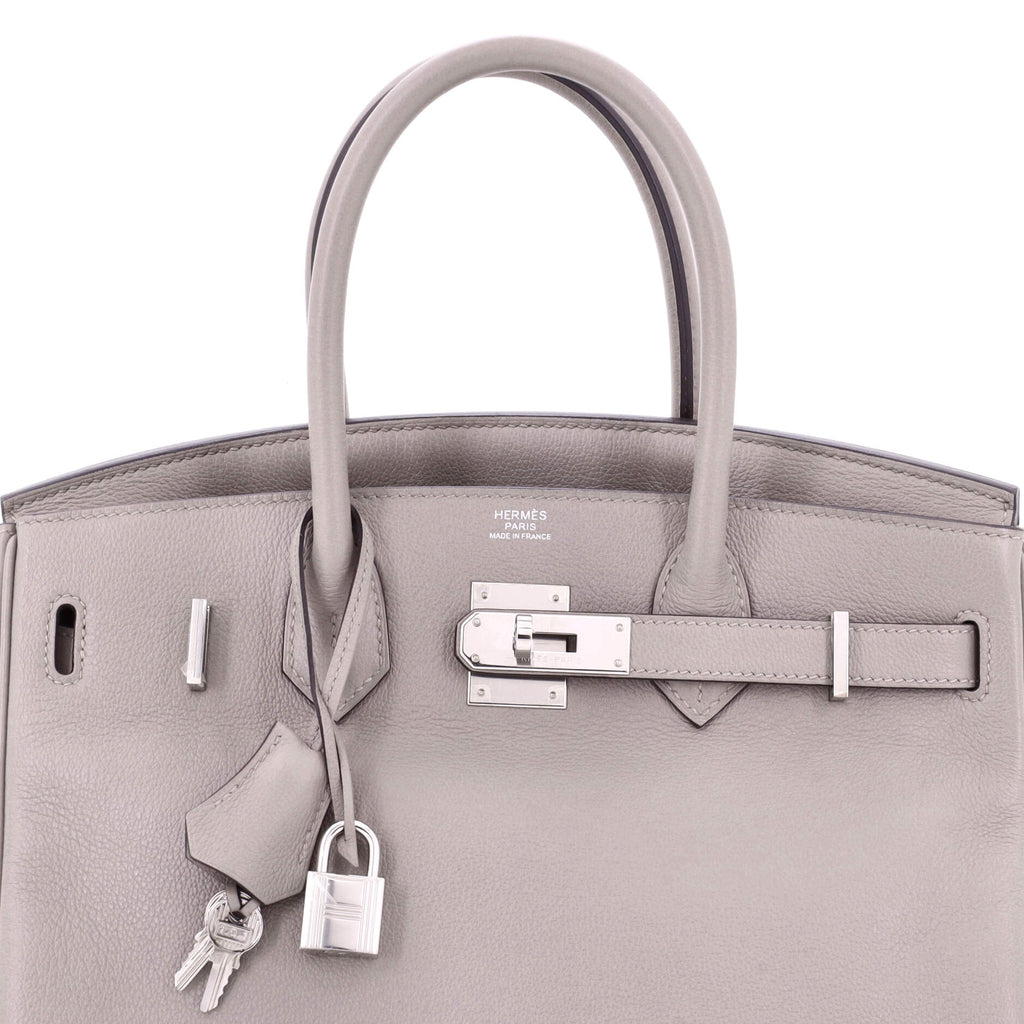 Birkin Handbag Grey Novillo with Palladium Hardware 30
