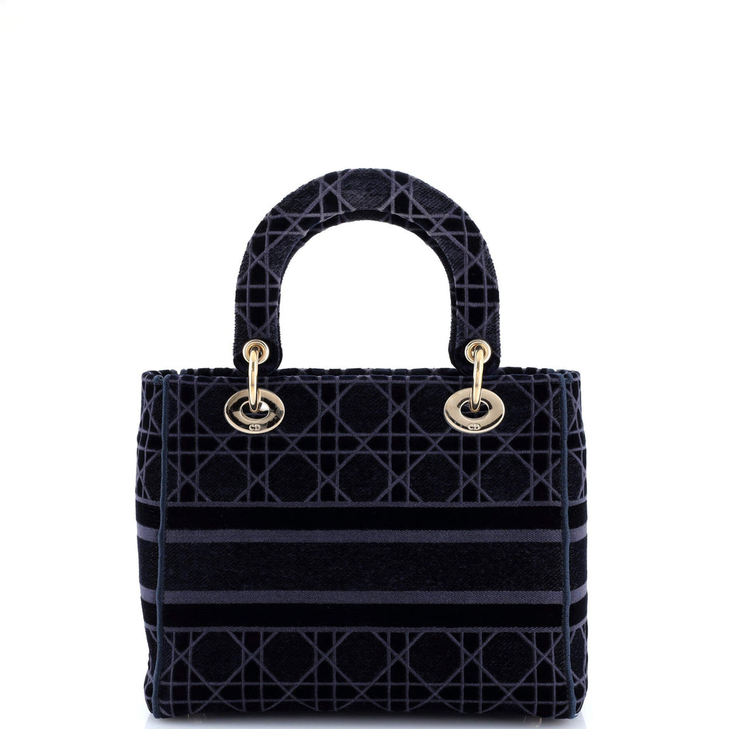 Lady D-Lite Bag Cannage Embroidered Velvet Medium