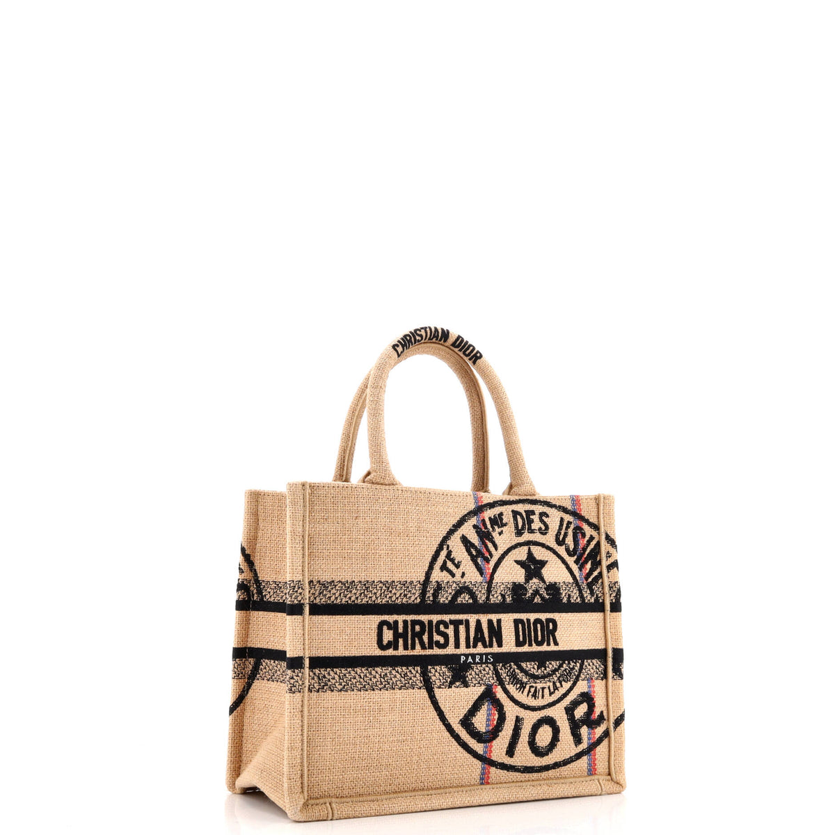 Book Tote Embroidered Jute Canvas Small