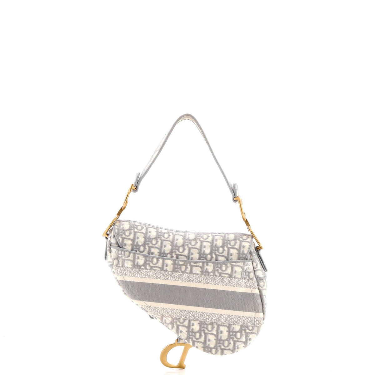 Saddle Handbag Logo Embroidered Oblique Canvas Medium