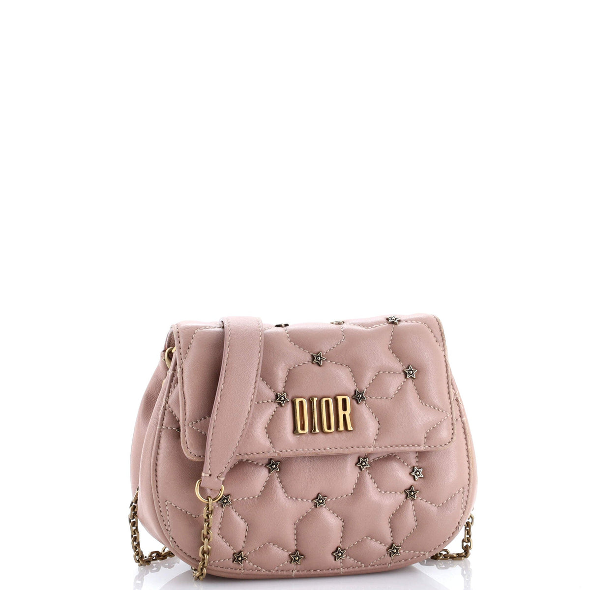 D-Fence Round Clutch with Chain Studded Leather Small