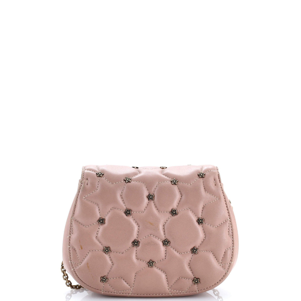 D-Fence Round Clutch with Chain Studded Leather Small
