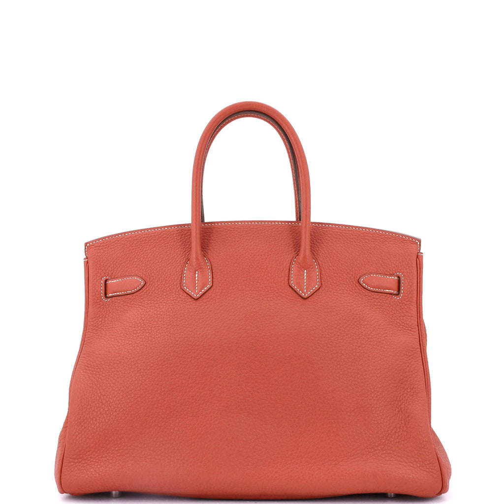 Birkin Handbag Sanguine Clemence with Palladium Hardware 35