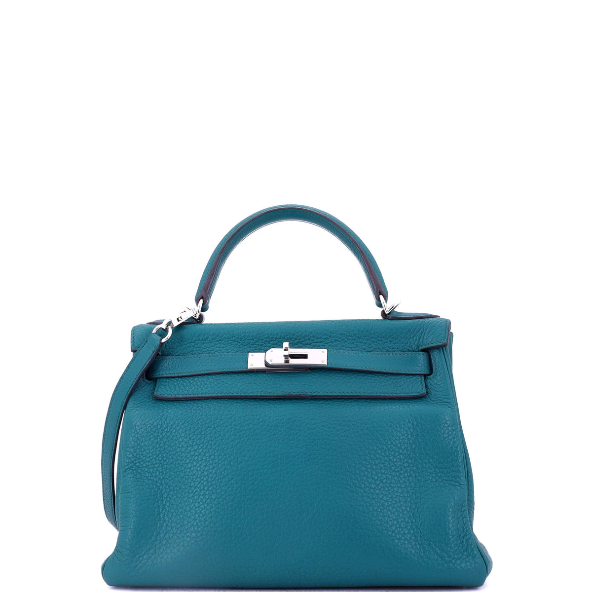 Kelly Handbag Bleu Izmir Clemence with Palladium Hardware 28