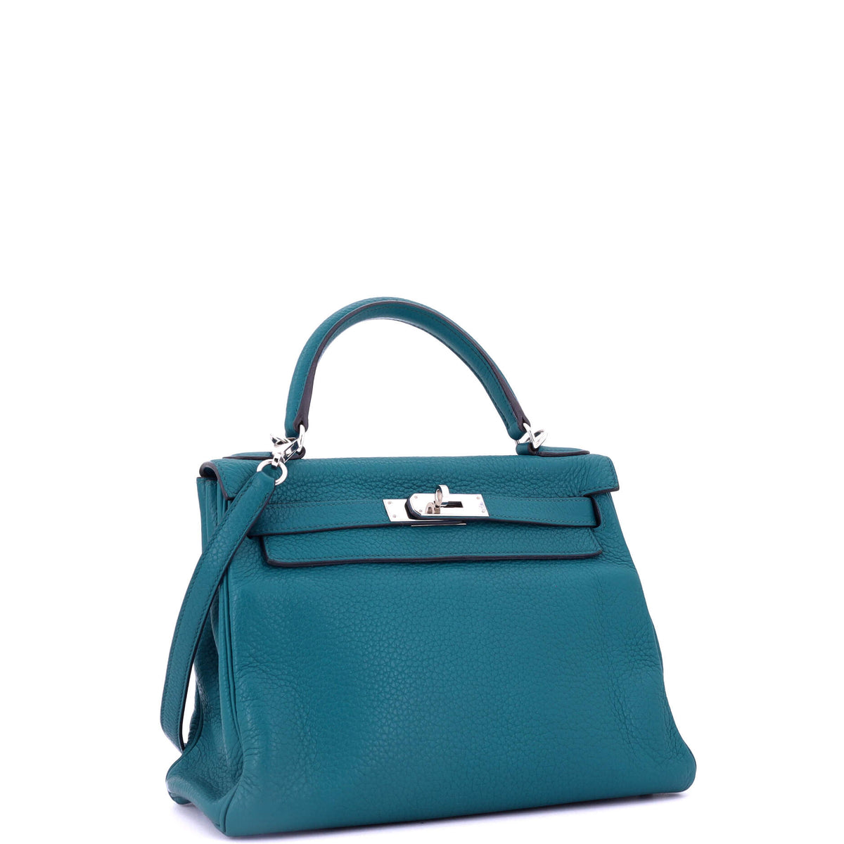 Kelly Handbag Bleu Izmir Clemence with Palladium Hardware 28