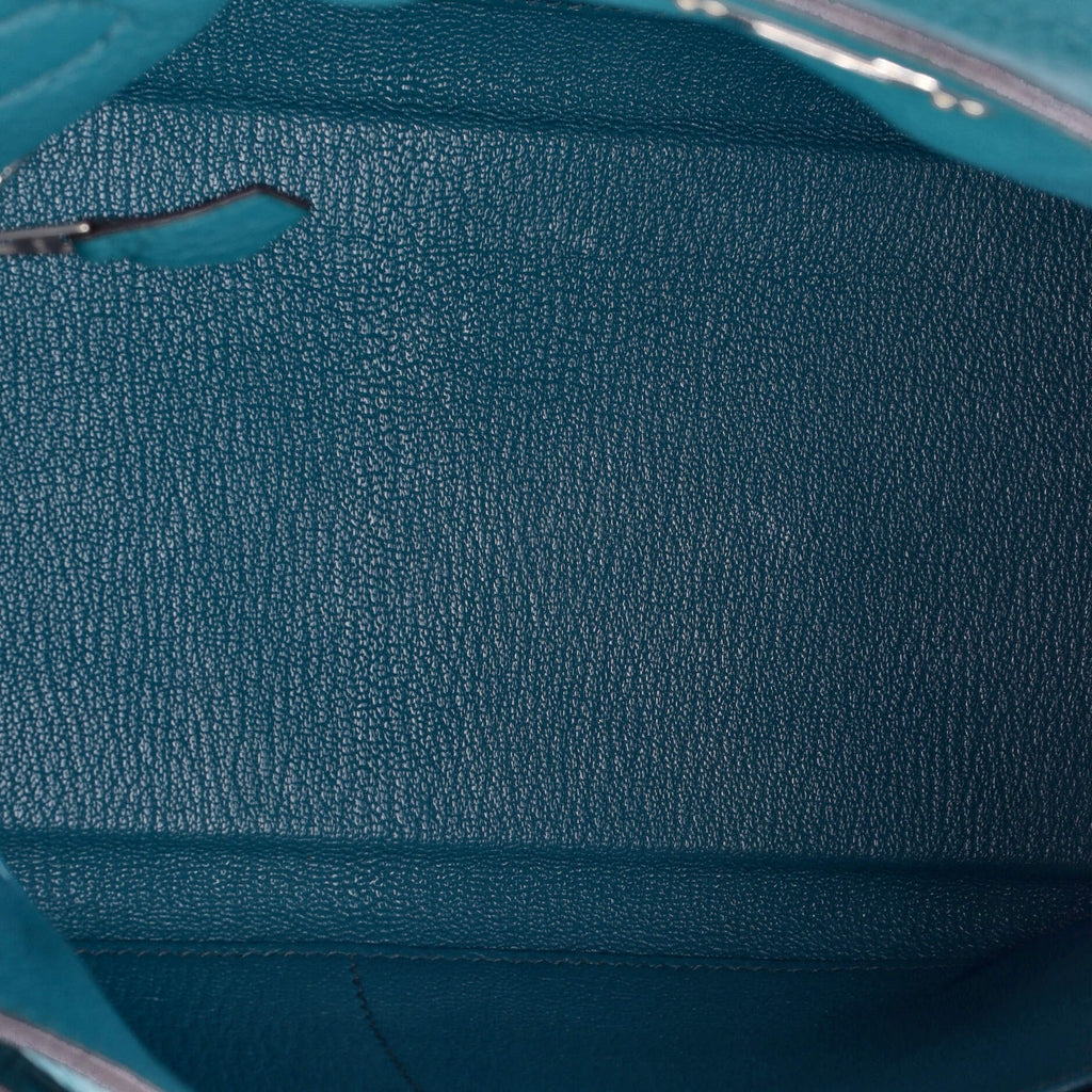 Kelly Handbag Bleu Izmir Clemence with Palladium Hardware 28