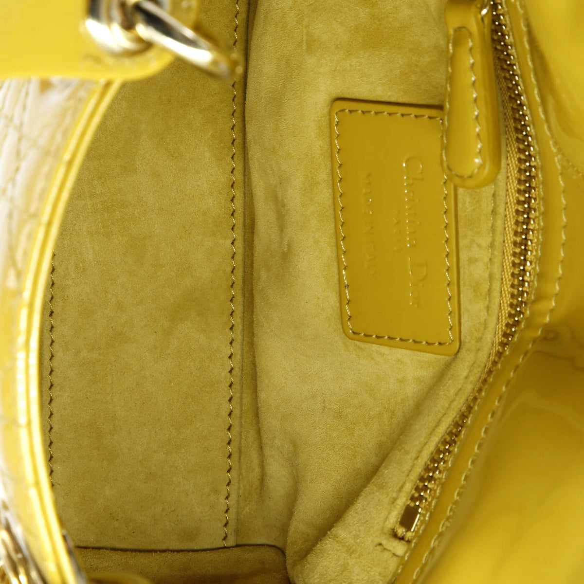 Lady Dior Chain Bag Cannage Quilt Patent Mini