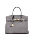 Birkin Handbag Grey Togo with Gold Hardware 30