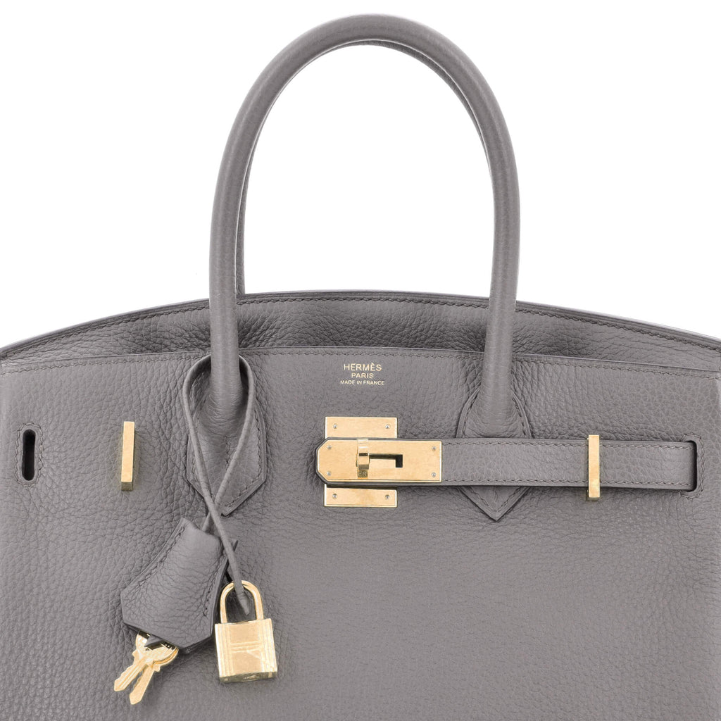Birkin Handbag Grey Togo with Gold Hardware 30