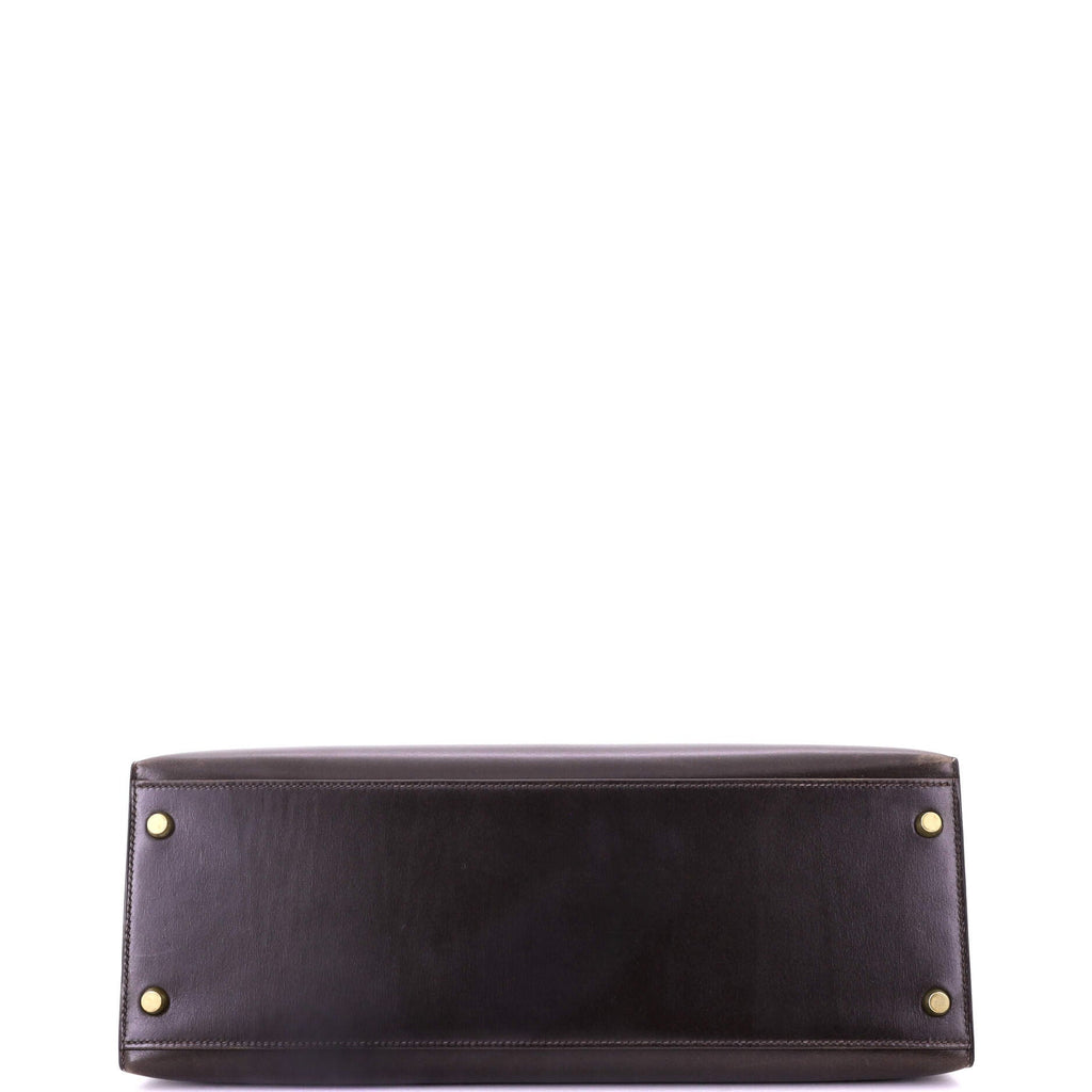 Kelly Handbag Ebene Box Calf with Gold Hardware 35