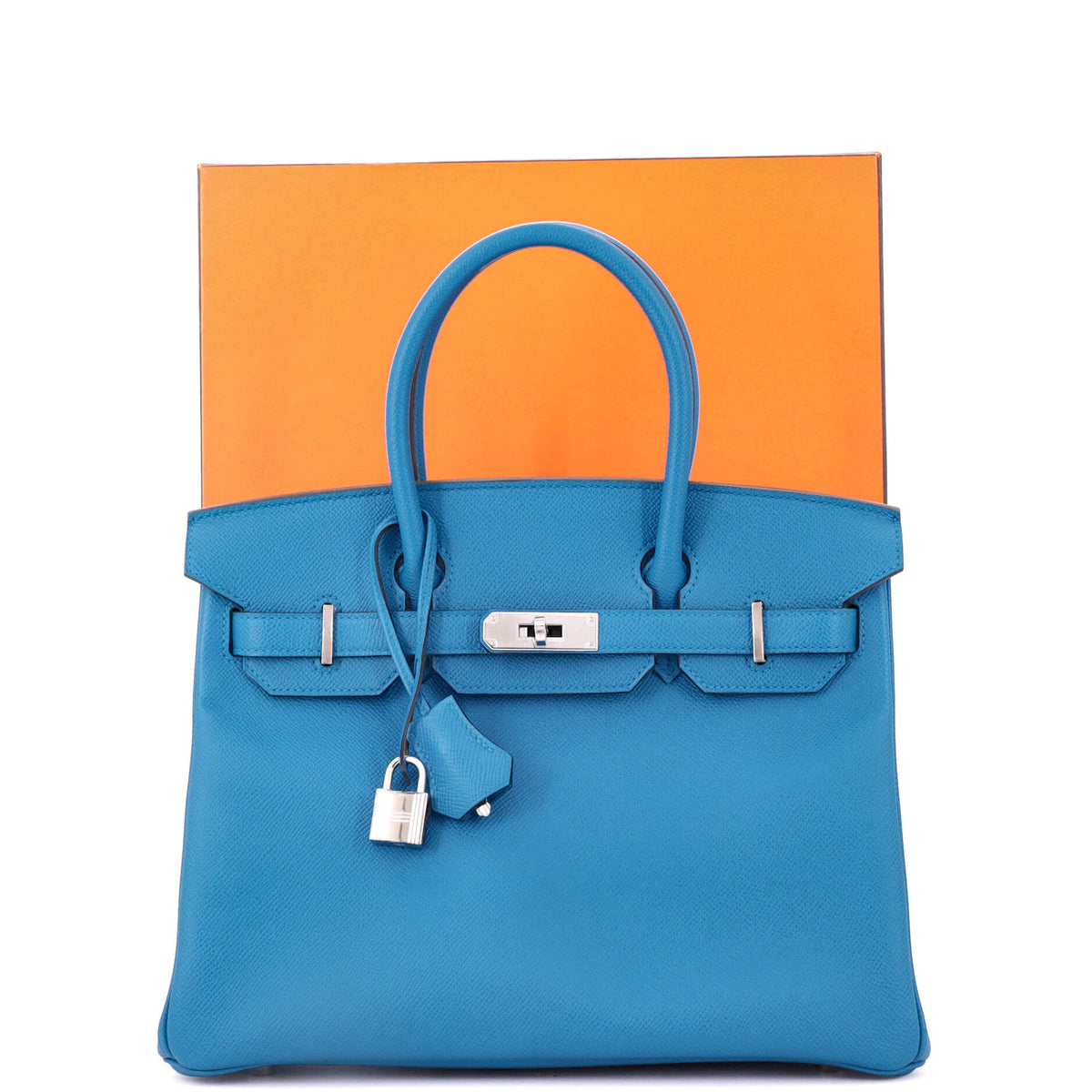 Birkin Handbag Bleu Zanzibar Epsom with Palladium Hardware 30