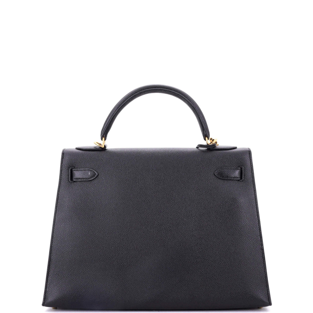 Kelly Handbag Noir Epsom with Gold Hardware 32