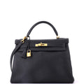 Kelly Handbag Noir Togo with Gold Hardware 32