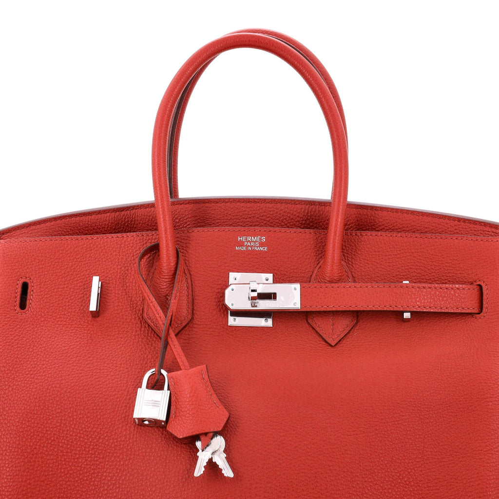Birkin Handbag Rouge Vif Togo with Palladium Hardware 35
