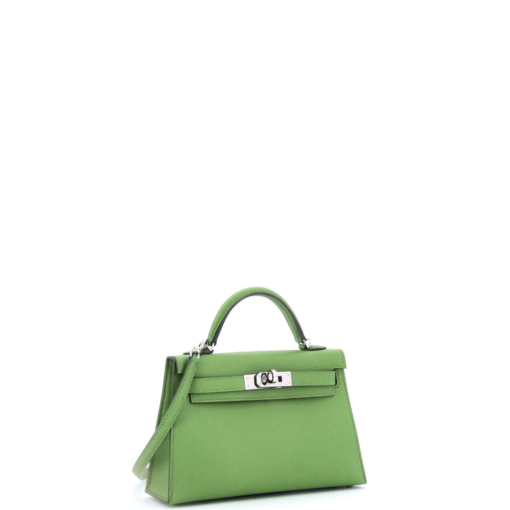 Kelly Mini II Bag Vert Yucca Epsom with Palladium Hardware 20