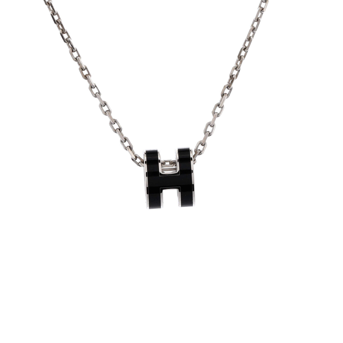 Pop H Pendant Chain Necklace Metal and Enamel Mini
