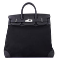 HAC Birkin Bag Toile and Noir Togo with Palladium Hardware 40