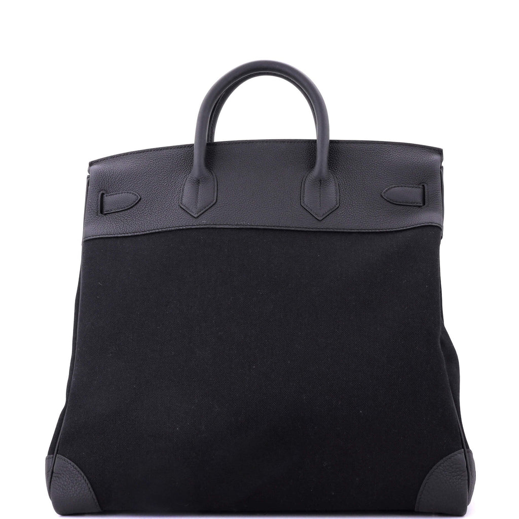 HAC Birkin Bag Toile and Noir Togo with Palladium Hardware 40