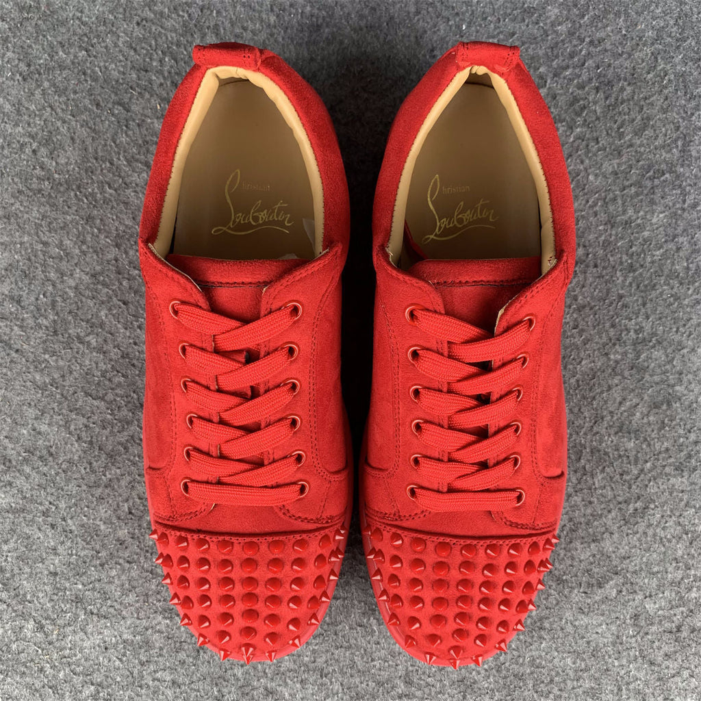 Christian Louboutin Louis Junior Spikes Flat 'Red Suede'